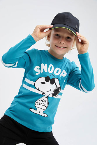 Ұлдарға Snoopy Лицензиялық дөңгелек жаға ұзын жеңді Ұзын жеңді футболка