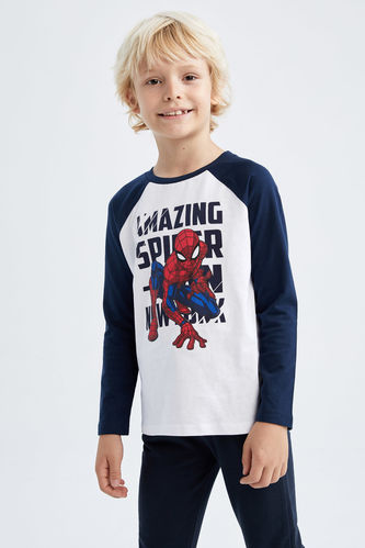 Erkek Çocuk Marvel Spiderman Bisiklet Yaka Uzun Kollu Tişört