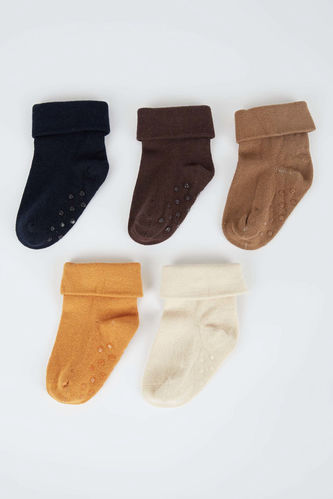 Baby Boy Cotton 5-Pack Long Non-Slip Socks