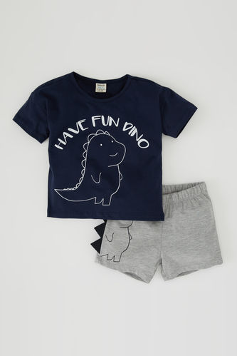 Baby Boy Dinosaur Printed Cotton Short Sleeved T-Shirt Shorts 2-Pack
