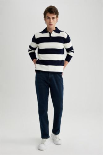 MAN Blue Black Sergio Regular Fit Trousers