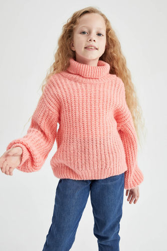 Girls Oversize Fit Turtleneck Sweater
