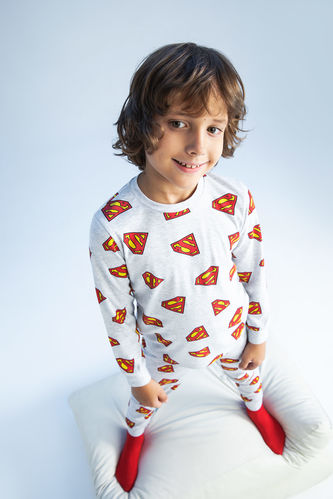 Erkek Çocuk Superman Uzun Kollu Pijama Takım