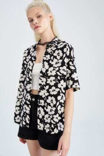 Zara Floral Printed Shirt With Kimono Sleeves With Hat and