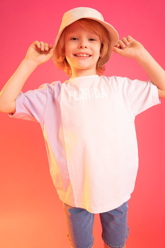 Boy Oversized Colour Block Slogan Print T-Shirt