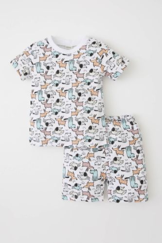 Baby Boy Animal Patterned Cotton Short Pajamas Set