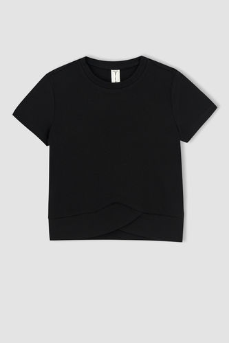 Girl Basic Short Sleeve Crop T-Shirt