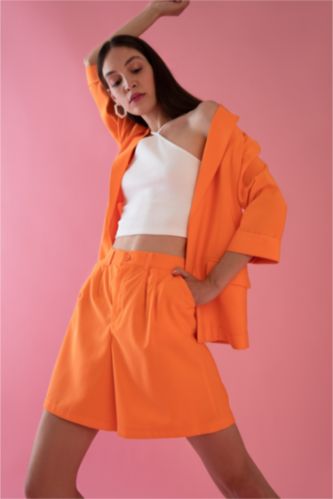 WOMAN Light Orange Normal Waist Shorts
