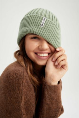 FEMME Vert Bonnet d'hiver