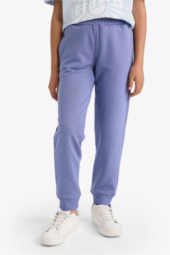 Kız Çocuk - Genç Kız Açık Menekşe Standart Fit Basic Düz Beli Lastikli Okul Jogger Eşofman Altı Kız Çocuk