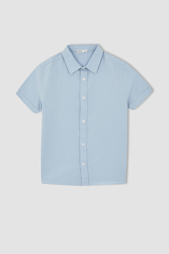 Erkek Çocuk Regular Fit Basic Polo Yaka Oxford Kısa Kollu Gömlek