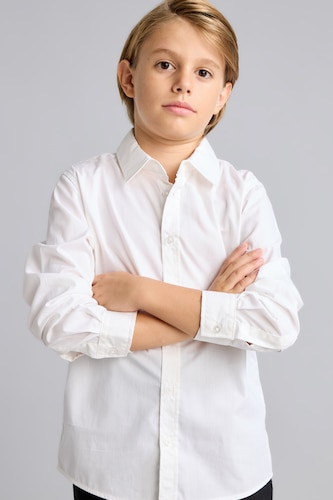 BOYS & TEENS VIOLET WHITE Boy Regular Fit Shirt Collar Poplin Long Sleeve Shirt