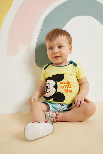 Erkek Bebek Disney Mickey & Minnie Kısa Kollu Tişört Şort 2'li Takım
