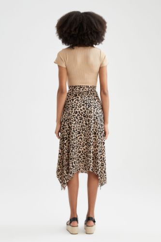 Leopard ruffle midi skirt hotsell