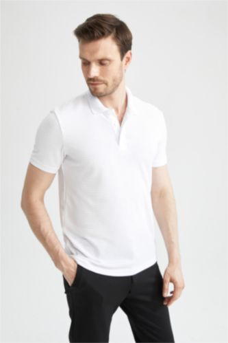 MAN White Regular Fit Short Sleeve Polo T-Shirt