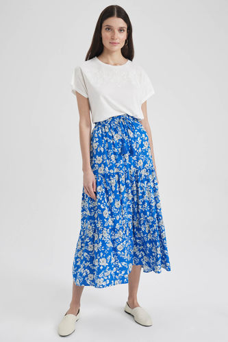 Traditional Patterned Normal Waist Maxi Skirt