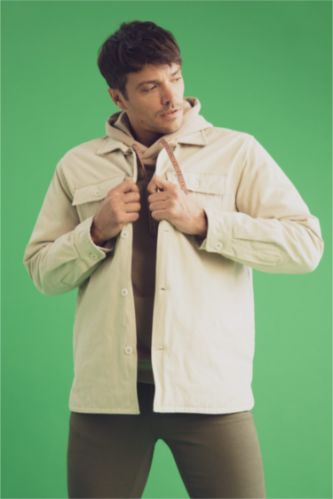 HOMME Beige Chemises à manches longues Coupe décontractée Col Polo