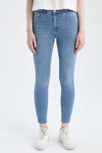 Skinny Fit Jeans mit hohem Bund
