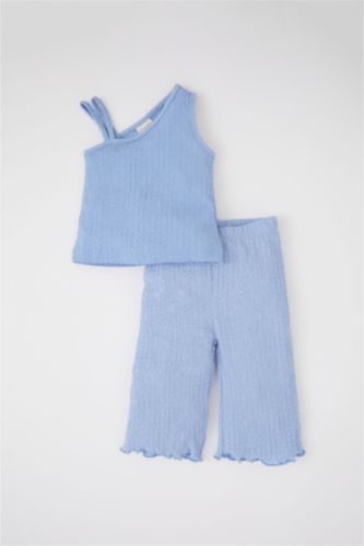 BÉBÉ FILLE BLEU Clair Ensemble pantalon et chemisier à une épaule coupe régulière pour bébé fille