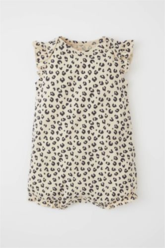 BÉBÉ FILLE Écru Combinaison sans manches en coton à motif léopard pour bébé fille