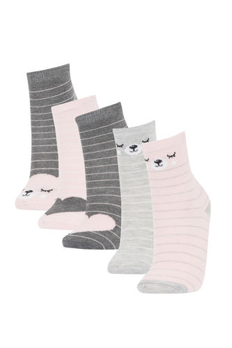 Girls 5 Pack Cotton Long Socks