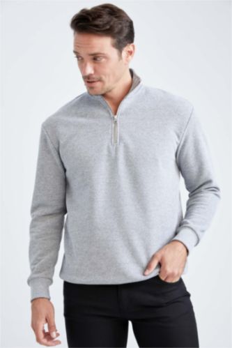 Erkek Gri Melanj Comfort Fıt Sweatshirt