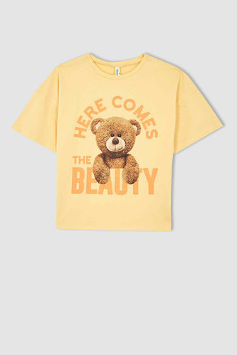 Girl Regular Fit Short Sleeve Bear Print T-Shirt