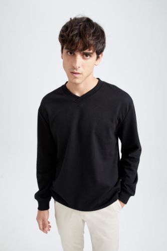 Relax Fit V Yaka Sweatshirt