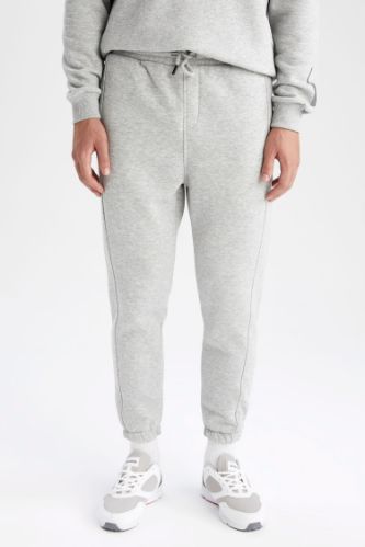 Grey MAN Standard Fit Thick Sweatshirt Fabric Rib Hem Jogger 