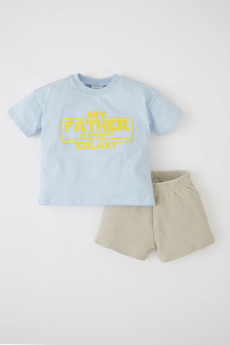 Комплект шорты и футболка с принтом слоганом из хлопка