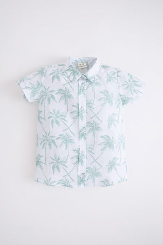 Рубашка стандартного кроя с коротким рукавом с принтом пальм для мальчиков
