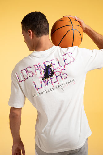 Defacto Fit NBA Los Angeles Lakers Lisanslı Boxy Fit Tişört