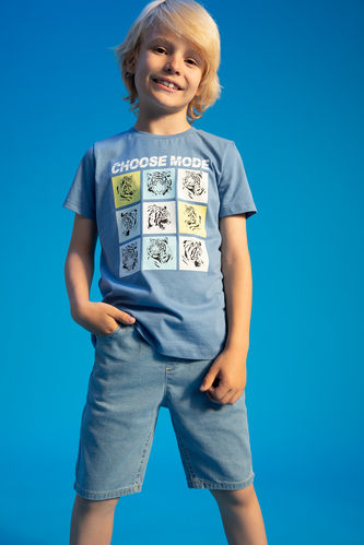 Boy Regular Fit Color-Changing Printed Crew Neck Short Sleeved T-Shirt