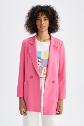 Pink crepe blazer best sale