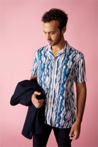 رجالي اوف وايت قميص بولو مطبوع مودرن فيت