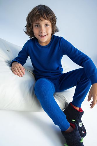 Erkek Çocuk Waffle Uzun Kollu Pijama Takımı
