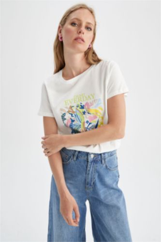 T-Shirt À Manches Courtes Coupe Régulière Col Ras Du Cou