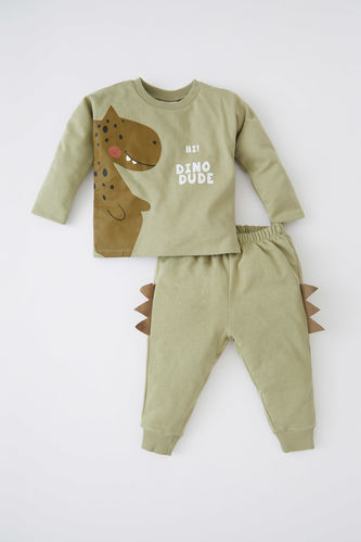 Комплект вязанный 2 шт. стандартного кроя диназавр с длинным рукавом из тонкой ткани для малышей мальчиков