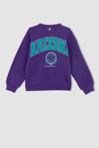 Purple Girls & Teens Regular Fit Crew Neck Sweatshirt