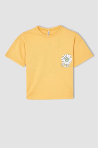 GIRLS & TEENS Light Orange Girl Regular Fit Short Sleeve Back Print T-Shirt