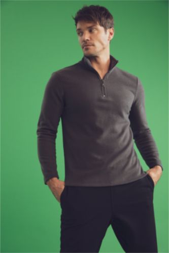 Erkek Antrasit Regular Fıt Polar Sweatshirt