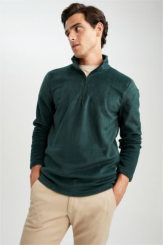 MAN Dark Green Regular Fit fleece Sweatshirt