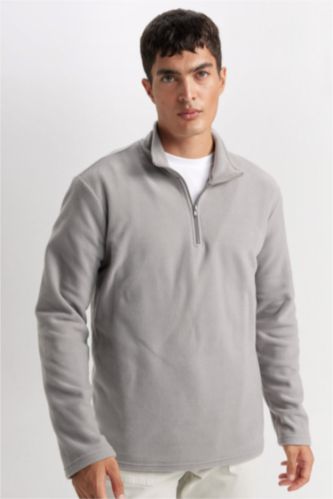 Erkek Gri Regular Fıt Polar Sweatshirt