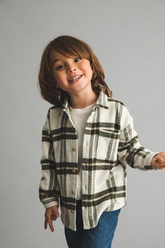 Baby Boy Regular Fit Shirt Collar Checked Velvet Long Sleeve Shirt
