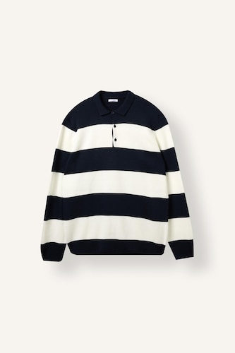 Standard Fit Polo Collar Striped Knitwear Pullover