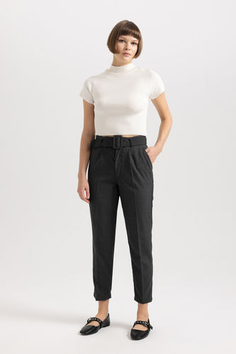 Slim Fit Belted Trousers