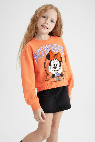 Crop Mickey & Minnie Licensed Crew Neck Sweatshirt