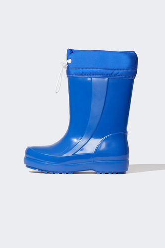 Boys' Flat Bottom Faux Leather Rain Boots