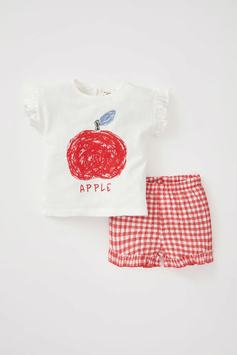Baby Girl Printed Short Sleeve T-Shirt Shorts 2-Pack Set