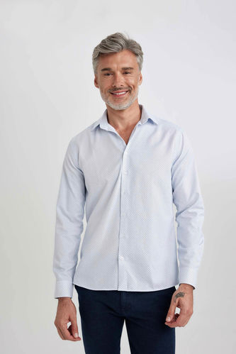 Modern Fit Italian Collar Long Sleeve Shirt